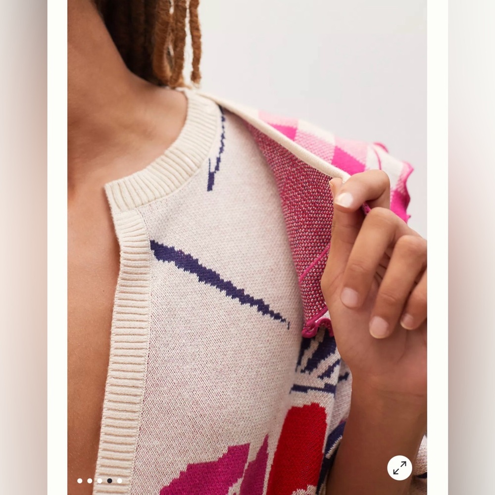 Anthropologie Bel Kazan Floral Gingham Removable Collared Duster Cardigan - Picture 5 of 15
